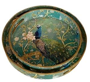 Juego de bandejas de madera MDF de gran calidad, bandeja decorativa Premium multicolor hecha a mano, bandeja elegante para servir té y café - Product Image 3