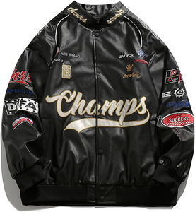 Personalizado motocicleta béisbol Letterman Varsity chaqueta abrigo Retro clásico cuero parche cuero carreras chaqueta para hombres marca personalizada - Product Image 1