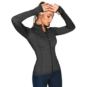 Soft Stretch Jacket Women Full Zip Yoga Top Lightweight Athletic Training Wear Comfort <b>Nylon</b> Spandex <b>Fabric</b> - Product Image 3