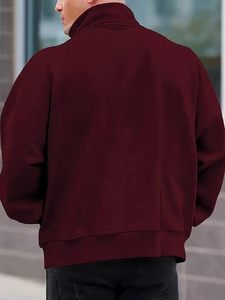 Wholesale Men's 100% Cotton Long Sleeve Casual Winter Sweatshirt <b>Mock</b> <b>Neck</b> Hoodie in Polyester Blend - Product Image 4