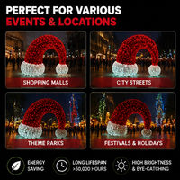Éclairage LED 3D en forme de silhouette, motif chapeau de Père Noël, étanche IP65 pour extérieur, grand modèle commercial pour affichage en centre commercial et parc