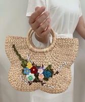 Sac à main en paille de jacinthe d'eau 100% naturel fait à la main en usine au Vietnam, sac à main féminin en herbe de mer avec un joli nœud