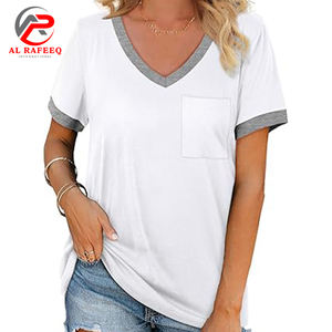 Summer Casual New <b>V</b> <b>Neck</b> Printed <b>T</b> <b>Shirt</b> Short Sleeved with Animal Pattern Plain Dyed - Product Image 5