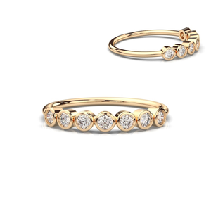 แหวนเพชรคลาสสิค 7 เม็ด เพชรเลี้ยงในห้องปฏิบัติการ ทองคำ 18K สีเหลือง ความใส VVS/VS สี D/E/F ของขวัญสำหรับวันครบรอบ - Product Image 3