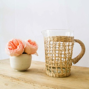 Vaso de agua de ratán envuelto, vaso tejido, soporte para vasos, artículos de cocina, regalos de bienvenida - Product Image 1