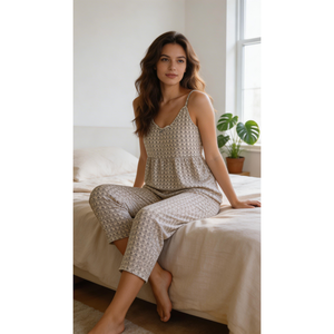 Conjunto Evolve X Venus para Mujer, Estampado en Rayón, Top de Tirantes Finos, Pantalones de Pijama Cómodos, Estilo ODM, Ropa de Dormir - Product Image 2