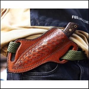 ISONZ Haute Qualité À La Main En Cuir Gaine Crêpe Style pour Fix Lame Couteaux Pliants OEM Support Personnalisé En Gros - Product Image 3