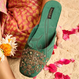 Comfort Designed Green Printed Handmade Anti-Slippery Non-Slip Sole Fashion Trend High Quality All-Season <b>Khussa</b> - Product Image 4