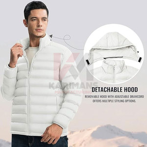 Veste polaire isolée directe d'usine pour hommes capuche détachable tissu léger résistant à l'eau ourlet réglable - Product Image 5