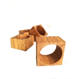 Rond de serviette en cuir marron foncé accessoires de vaisselle modernes anneaux de porte-mouchoirs en bois/porte-mouchoirs en cuir pour la décoration intérieure - Product Image 6