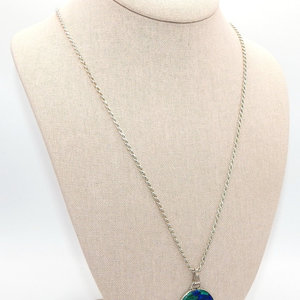14K oro. 925 in argento Sterling corda catena rodio Azurite Malachite ciondolo con zircone Moissanite perle di diamante cristiani - Product Image 2