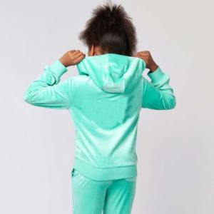 2026 Stylish Velour Full Zip <b>Crop</b> <b>Top</b> Hoodie Woman's Active Streetwear with Long Sleeves and Logo for Winter Wholesale - Product Image 5