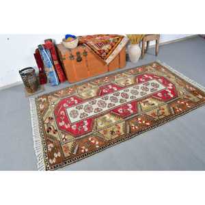 พรมตุรกีวินเทจ ขนาด 4.1x6.8 ฟุต (125x207 ซม.) ลายจุดสีแดง - Product Image 2