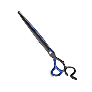Fancy Hair Grooming Scissors Hoja recta afilada Color negro y azul Acero inoxidable Pet Grooming Scissor - Product Image 1