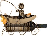 Porte-bouteille de vin unique fantaisie en fer, design bateau de pêcheur, écologique, portable, pour usage extérieur, décoration, présentation, table, bureau