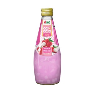 Lychee avec Nata De Coco 290 ml 9.8 fl oz Boisson au jus Cojo Cojo Carton de 12 bouteilles Bouteille Sans sucre Purée OEM Étiquette privée Gratuite - Product Image 1