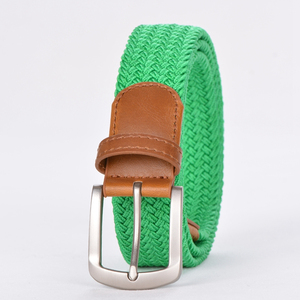 Ceinture élastique ajustable en cuir tressé blanc pour homme avec logo personnalisé - Product Image 5