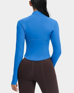 Haute qualité femmes vêtements de Yoga Fitness veste à capuche fermeture éclair broderie rayure séchage rapide coupe-vent course - Product Image 3