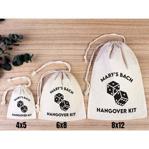 Custom Hangover Kit <b>Bags</b> Organic Cotton Party Recovery Pouch for Bachelorette Survival Screen Printed Clothing and Craft Usage - Product Image 2