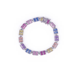 Colorful Baguette Cut <b>Cubic</b> <b>Zirconia</b> <b>Tennis</b> <b>Bracelet</b> Premium Fashion Jewelry Wholesale for Best Price - Product Image 1