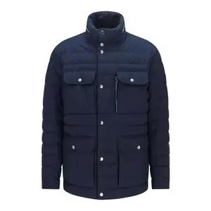 Chaquetas acolchadas de lona para hombre personalizadas más vendidas con cuello levantado para invierno, ropa impermeable para exteriores hecha en Pakistán - Product Image 1