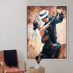 Impression sur toile de danse romantique au tango - Œuvre d'art élégante pour couple, encadrée en blanc - Product Image 1