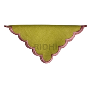 Serviettes en lin 100 % naturel, broderie artisanale verte, design festonné, style campagnard, cadeaux pour demoiselles d'honneur, pour fêtes à domicile et mariages – Meilleures ventes - Product Image 5