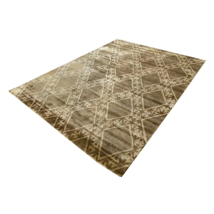 Tapis géométrique moderne de luxe fait main, ton gris, haute épaisseur, facile à nettoyer, viscose, résistant aux taches, technique de boucle, décoration intérieure - Product Image 5