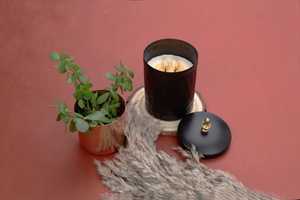 Bougie décorative de pot en métal noir de vente chaude avec décor de fête de mariage à la maison de couvercle - Product Image 2
