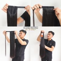 Extensions de cheveux 100 humains, queue de cheval lisse, Double os dessiné, queue de cheval avec Clip, Extensions de cheveux Remy pour femmes
