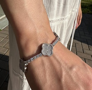 RB Gems Custom 925 Sterling Silver VVS Moissanite Fine Charm Bracelet Hip Hop Style Iced Cuban Link Chain Cross Branded Jewelry - Product Image 4