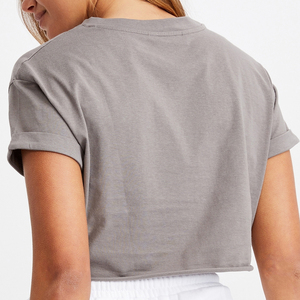 เสื้อยืดครอปผู้หญิงคุณภาพสูงเนื้อหนาพิเศษ ลดราคาหน้าร้อน พิมพ์ลายได้ตามต้องการ ผ้าถักเรียบ 100% คอตตอน แห้งเร็ว ระบายอากาศได้ดี - Product Image 5