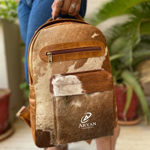 Nouveau vrai cheveux faits à la main sur cacher fourrure cuir sac à dos rétro véritable cuir de vachette naturel Vintage unisexe décontracté travail sacs d'ordinateur portable - Product Image 1