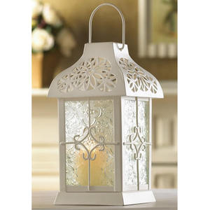 Linterna de metal de color blanco en 2 piezas decorar mesa boda y decoración del hogar precio al por mayor mejor calidad - Product Image 4