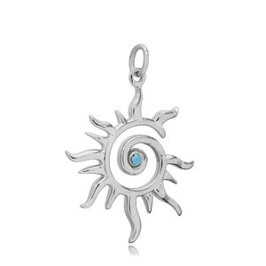 Pendentif en pierre turquoise spirale soleil, fabrication artisanale turque, vente en gros, bijoux fins, argent sterling 925 - Product Image 5