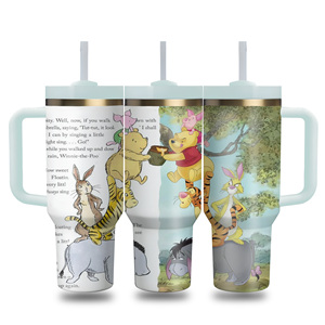 Tazza Termica Personalizzata con Logo, Stile Illustrazione Vintage, Orso Cartoon <span class=keywords><strong>Pooh</strong></span>, 40oz, in Acciaio Inossidabile per Bevande Calde e Fredde - Product Image 5
