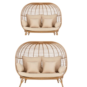 Meilleur mobilier bon produit rond en rotin loisirs lit de soleil étanche double sièges extérieur nouvelle fabrication au prix de gros - Product Image 1