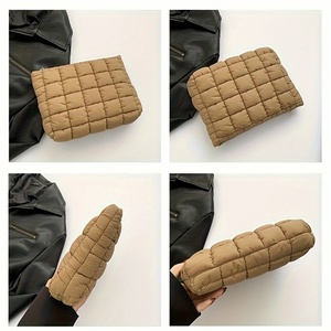 Tùy Chỉnh Mềm Quilted Puffer Độn Vuông Trang Điểm Pouch Phụ Nữ Puffy Túi Phụ Nữ Dây Kéo Mỹ Phẩm Ly Hợp Túi - Product Image 6