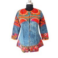 Veste en jean patchwork pour dames manteau coloré à manches longues imprimé floral pour femmes designer