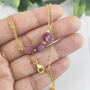 Pierre de naissance déclaration collier rubis pierres précieuses chaîne collier bijoux bijoux de mariage pour en vrac - Product Image 3