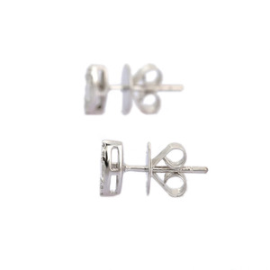 ต่างหูเพชรเม็ดกลมและเหลี่ยมธรรมชาติ,ต่างหูเม็ดเดี่ยวทองคำขาว18K สำหรับผู้หญิงและเด็กผู้หญิง - Product Image 3