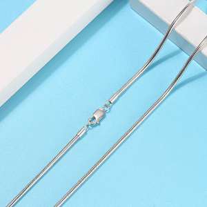 Nueva Cadena de Hueso de Serpiente Redonda de Plata de Ley 925, Chapada en Rodio, Estilo Hip Hop Italiano, Collar Unisex, Venta al por Mayor, Personalizable - Product Image 2