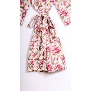 Designer Cotton Handmade Kantha Kimono Summer Fashionable Long Kimono Natural Waistline Breathable Quick Dry V-neck Floral - Product Image 6