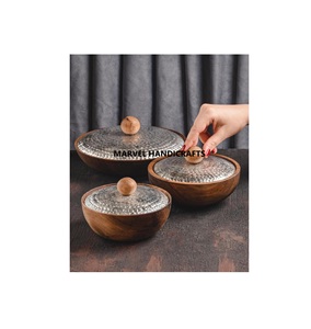 NOUVELLE TENDANCE PLATEAU DE SERVICE BOIS AVEC MÉTAL ARTISANAT DATE DE SERVICE HALWA CAKE EID RAMADAN CADEAU VAISSELLE PLATS DE SERVICE BOL DE SERVICE - Product Image 3