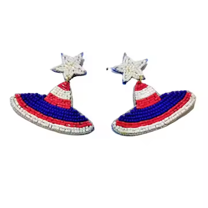 Pendientes bordados Blanco con colores nativos Pendientes con cuentas con flecos de MD hancrafty - Product Image 4