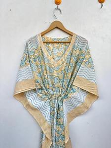 ชุดเดรสคาฟตันผ้าฝ้ายลายดอกไม้สำหรับผู้หญิงชุดเดรสยาวสำหรับเป็นของขวัญชุดเดรสยาวชุดเดรสชุดเดรสชุดคลุมเดินชายหาดพิมพ์ลายโบฮีเมียนมือ - Product Image 4