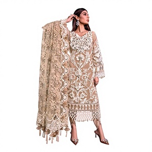 Robes de mariée non cousues, collection de designers pakistanais, ensembles 3 pièces, robes de soirée les plus vendues, respirantes, vente en gros, OEM, ODM - Product Image 1