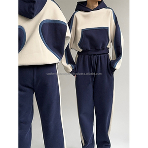 Sweat-shirt à capuche vintage lourd personnalisé pour hommes brodé imprimé surdimensionné sweats à capuche ensemble de jogging survêtement d'hiver 100% coton - Product Image 4