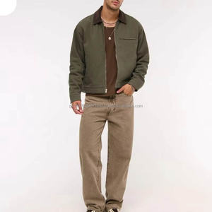 Wholesale Custom Embroidered Men's Fashion Heavyweight 100% Cotton Casual Vintage Washed <b>Work</b> Wear <b>Canvas</b> <b>Jacket</b> - Product Image 1