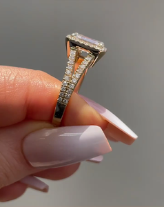 มรกตตัดLabปลูกแหวนเพชรHalo CVDแหวนแต่งงานเพชร2.20 CtwมรกตตัดPaveชุดLabสร้างแหวนหมั้นVS1 - Product Image 2